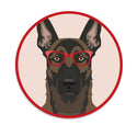 Belgian Malinois Dog Wearing Hipster Glasses Mini Vinyl Sticker