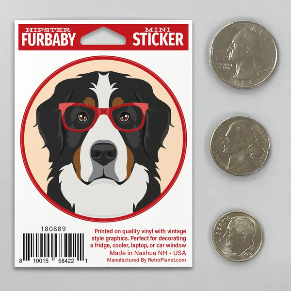 Bernese Mountain Dog Dog Wearing Hipster Glasses Mini Vinyl Sticker