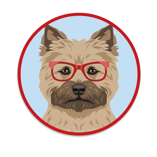 Cairn Terrier Dog Wearing Hipster Glasses Mini Vinyl Sticker