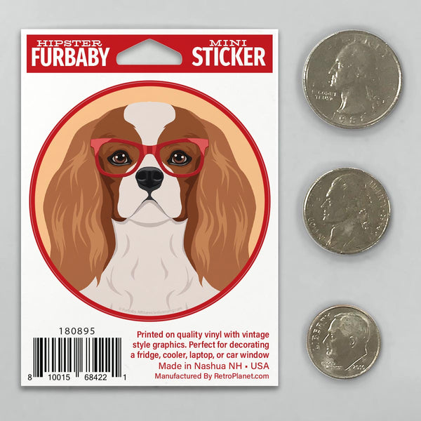 Cavalier King Charles Spaniel Dog Wearing Hipster Glasses Mini Vinyl Sticker