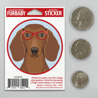 Dachshund Dog Wearing Hipster Glasses Mini Vinyl Sticker