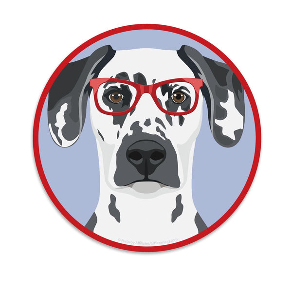 Dalmatian Dog Wearing Hipster Glasses Mini Vinyl Sticker