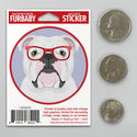 English Bulldog Dog Wearing Hipster Glasses Mini Vinyl Sticker