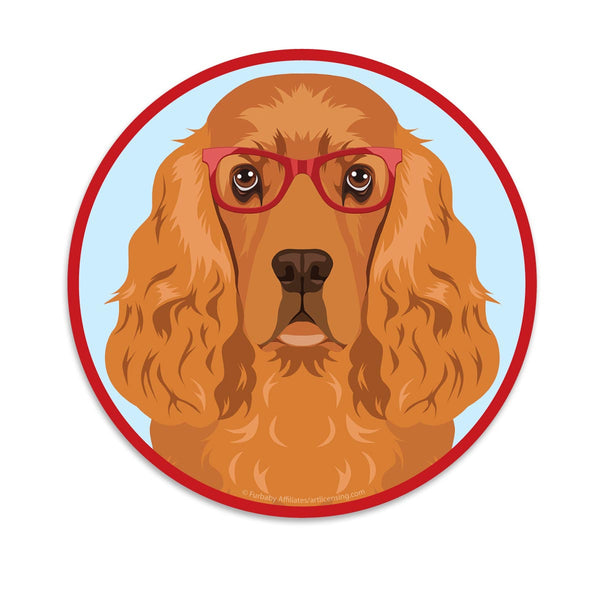 English Cocker Spaniel Dog Wearing Hipster Glasses Mini Vinyl Sticker