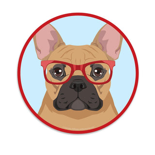 French Bulldog Dog Wearing Hipster Glasses Mini Vinyl Sticker