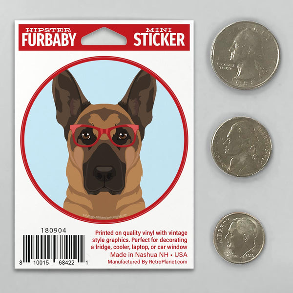 German Shepherd Dog Wearing Hipster Glasses Mini Vinyl Sticker