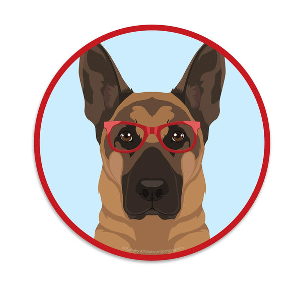 German Shepherd Dog Wearing Hipster Glasses Mini Vinyl Sticker