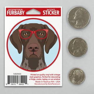 German Shorthaired Pointer Dog Wearing Hipster Glasses Mini Vinyl Sticker