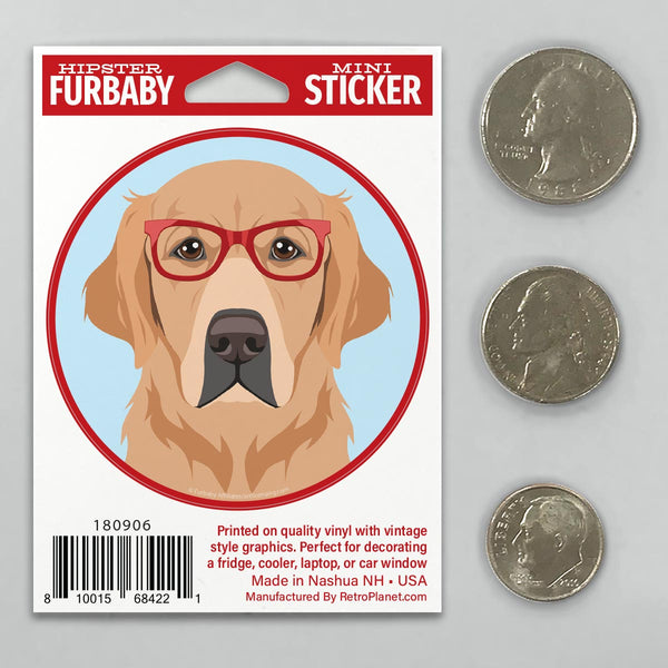 Golden Retriever Dog Wearing Hipster Glasses Mini Vinyl Sticker