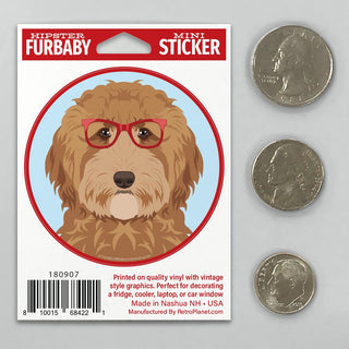 Goldendoodle Dog Wearing Hipster Glasses Mini Vinyl Sticker