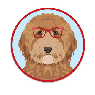Goldendoodle Dog Wearing Hipster Glasses Mini Vinyl Sticker