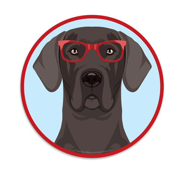 Great Dane Dog Wearing Hipster Glasses Mini Vinyl Sticker