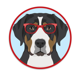 Greater Swiss Mountain Dog Dog Wearing Hipster Glasses Mini Vinyl Sticker
