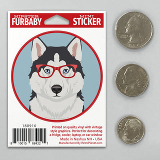Husky Dog Wearing Hipster Glasses Mini Vinyl Sticker