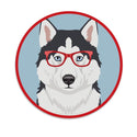 Husky Dog Wearing Hipster Glasses Mini Vinyl Sticker