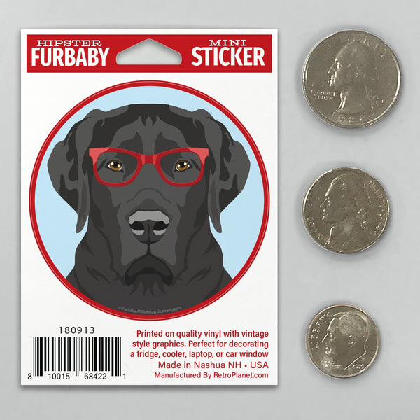 Labrador Retriever Black Dog Wearing Hipster Glasses Mini Vinyl Sticker
