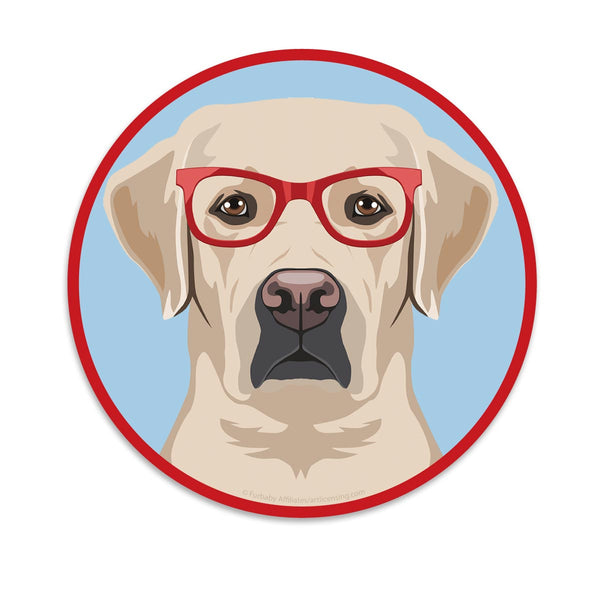 Labrador Retriever Dog Wearing Hipster Glasses Mini Vinyl Sticker