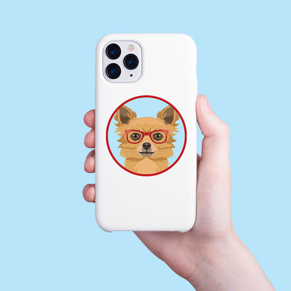 Long Haired Chihuahua Dog Wearing Hipster Glasses Mini Vinyl Sticker
