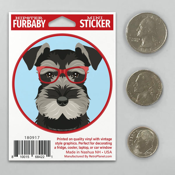 Miniature Schnauzer Dog Wearing Hipster Glasses Mini Vinyl Sticker