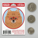 Pomeranian Dog Wearing Hipster Glasses Mini Vinyl Sticker