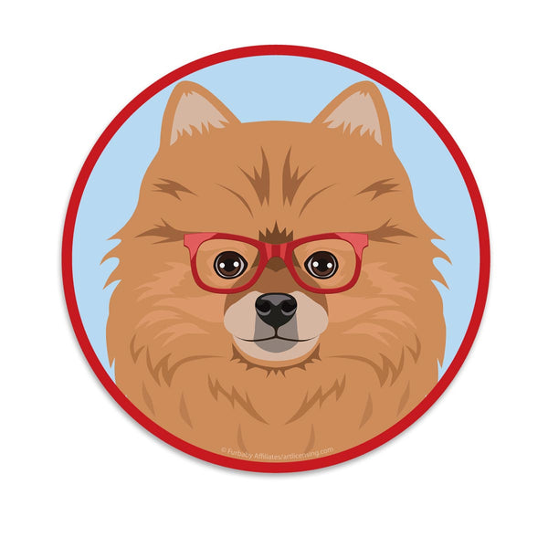 Pomeranian Dog Wearing Hipster Glasses Mini Vinyl Sticker