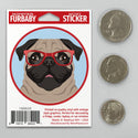 Pug Dog Wearing Hipster Glasses Mini Vinyl Sticker
