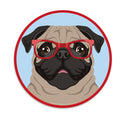Pug Dog Wearing Hipster Glasses Mini Vinyl Sticker