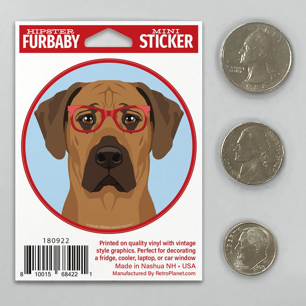 Rhodesian Ridgeback Dog Wearing Hipster Glasses Mini Vinyl Sticker
