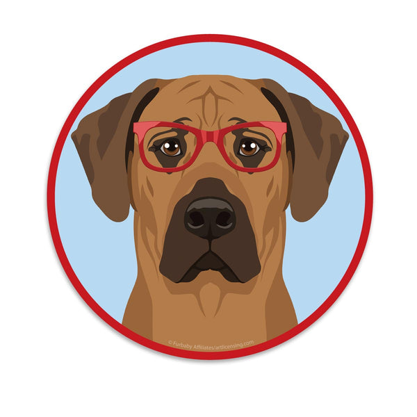 Rhodesian Ridgeback Dog Wearing Hipster Glasses Mini Vinyl Sticker