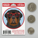 Rottweiler Dog Wearing Hipster Glasses Mini Vinyl Sticker