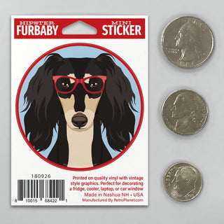 Saluki Dog Wearing Hipster Glasses Mini Vinyl Sticker