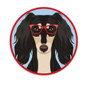Saluki Dog Wearing Hipster Glasses Mini Vinyl Sticker