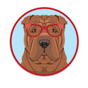 Shar Pei Dog Wearing Hipster Glasses Mini Vinyl Sticker