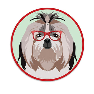 Shih Tzu Dog Wearing Hipster Glasses Mini Vinyl Sticker