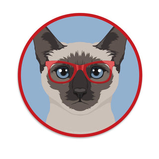 Siamese Cat Wearing Hipster Glasses Mini Vinyl Sticker