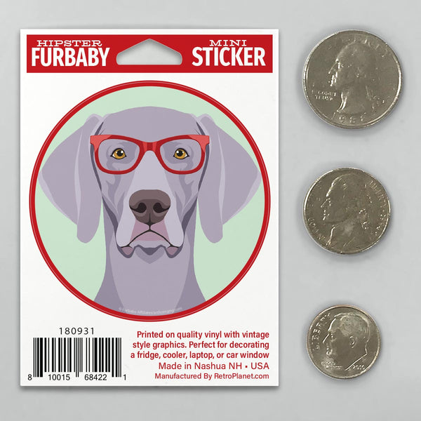 Weimaraner Dog Wearing Hipster Glasses Mini Vinyl Sticker