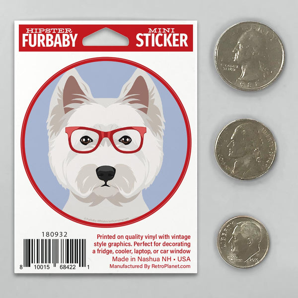 West Highland Terrier Dog Wearing Hipster Glasses Mini Vinyl Sticker