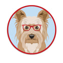 Yorkshire Terrier Dog Wearing Hipster Glasses Mini Vinyl Sticker