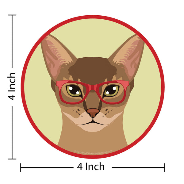 Abysinnian Cat Wearing Hipster Glasses Die Cut Vinyl Sticker