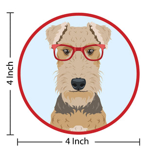 Airedale Terrier Dog Wearing Hipster Glasses Die Cut Vinyl Sticker