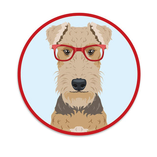 Airedale Terrier Dog Wearing Hipster Glasses Die Cut Vinyl Sticker