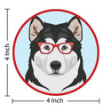 Alaskan Malamute Dog Wearing Hipster Glasses Die Cut Vinyl Sticker