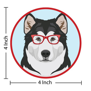 Alaskan Malamute Dog Wearing Hipster Glasses Die Cut Vinyl Sticker