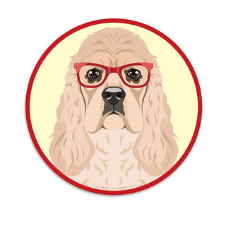 American Cocker Spaniel Dog Wearing Hipster Glasses Die Cut Vinyl Sticker