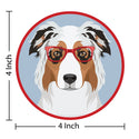 Australian Shepherd Dog Wearing Hipster Glasses Die Cut Vinyl Sticker