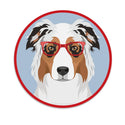 Australian Shepherd Dog Wearing Hipster Glasses Die Cut Vinyl Sticker