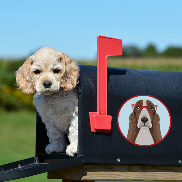 Basset Hound Dog Wearing Hipster Glasses Die Cut Vinyl Sticker