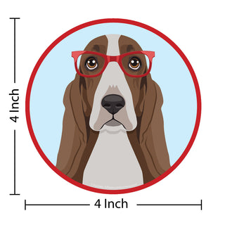 Basset Hound Dog Wearing Hipster Glasses Die Cut Vinyl Sticker