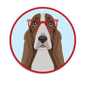 Basset Hound Dog Wearing Hipster Glasses Die Cut Vinyl Sticker