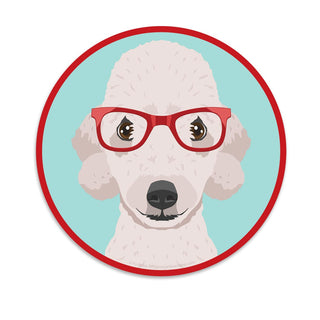 Bedlington Terrier Dog Wearing Hipster Glasses Die Cut Vinyl Sticker